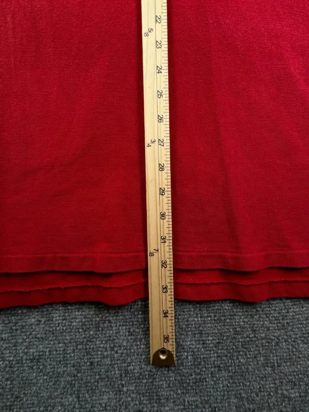 VTG Polo Ralph Lauren EXTRA LONG Large Red Short Sleeve Polo Shirt USA Cotton